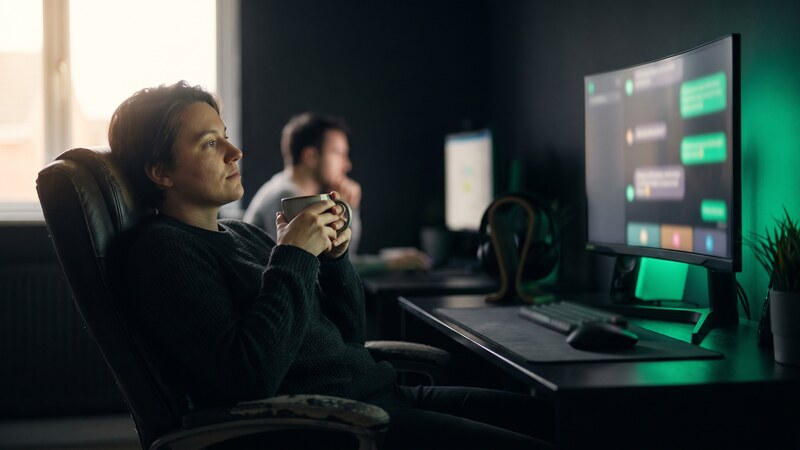 An AI assistant conversation on a desk display
